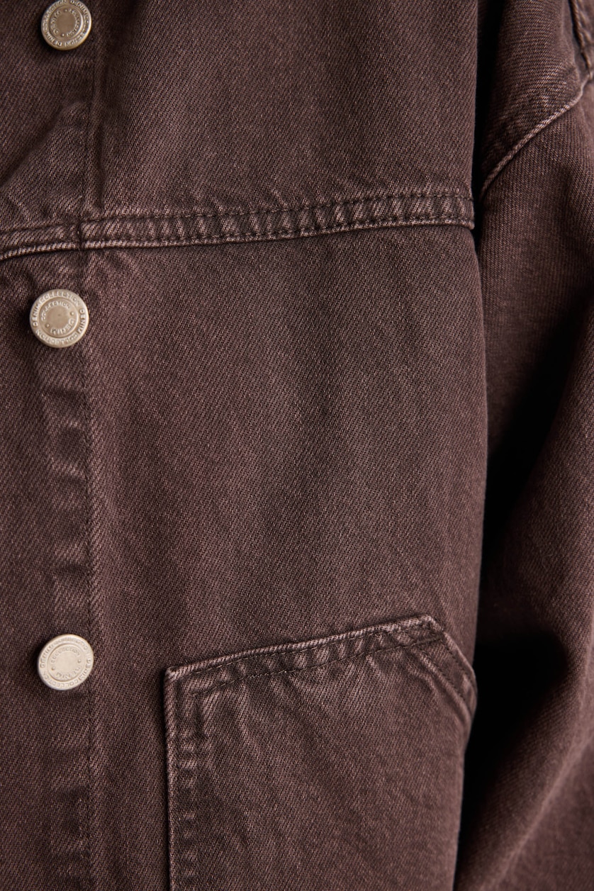 Kadın Kahve %100 Pamuk Oversize Jean Ceket