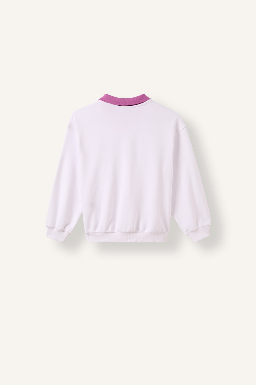 Kız Çocuk - Genç Kız Beyaz Relax Fit Baskılı Sweatshirt Kız Çocuk