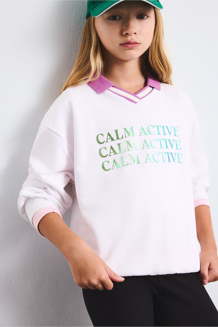 Girls & Teens White Girl Relax Fit Printed Sweatshirt