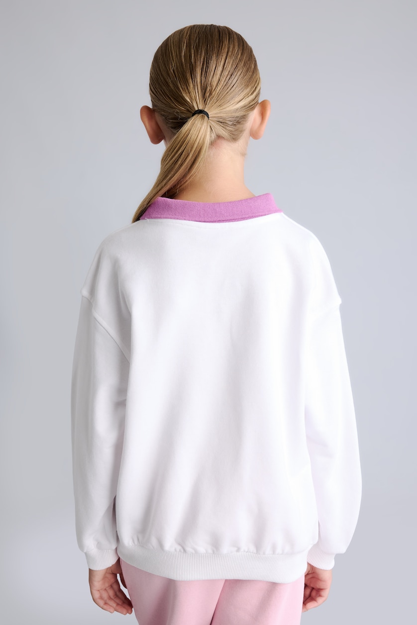 Kız Çocuk - Genç Kız Beyaz Relax Fit Baskılı Sweatshirt Kız Çocuk