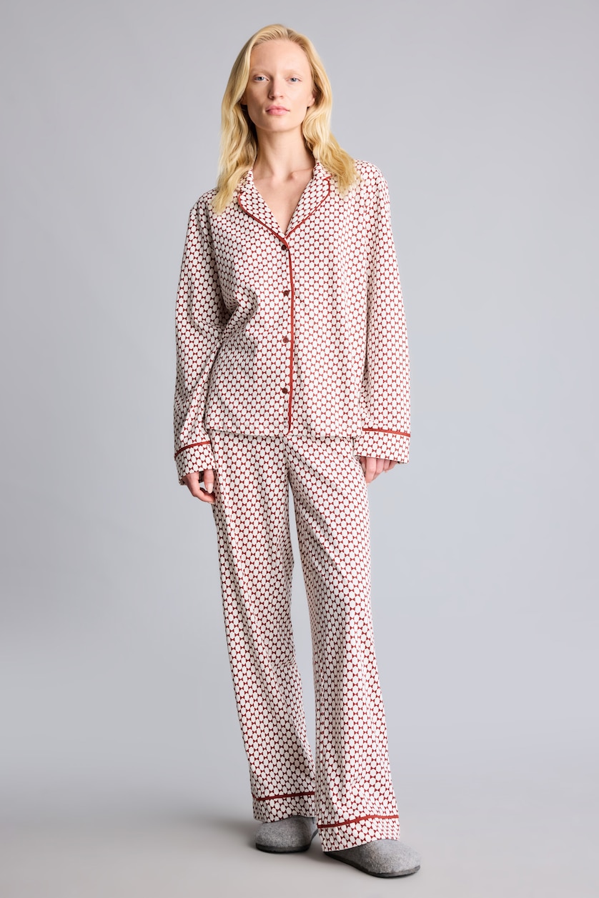 Kadın Açık Kahve Regular Fit Biyeli Pijama Takımı