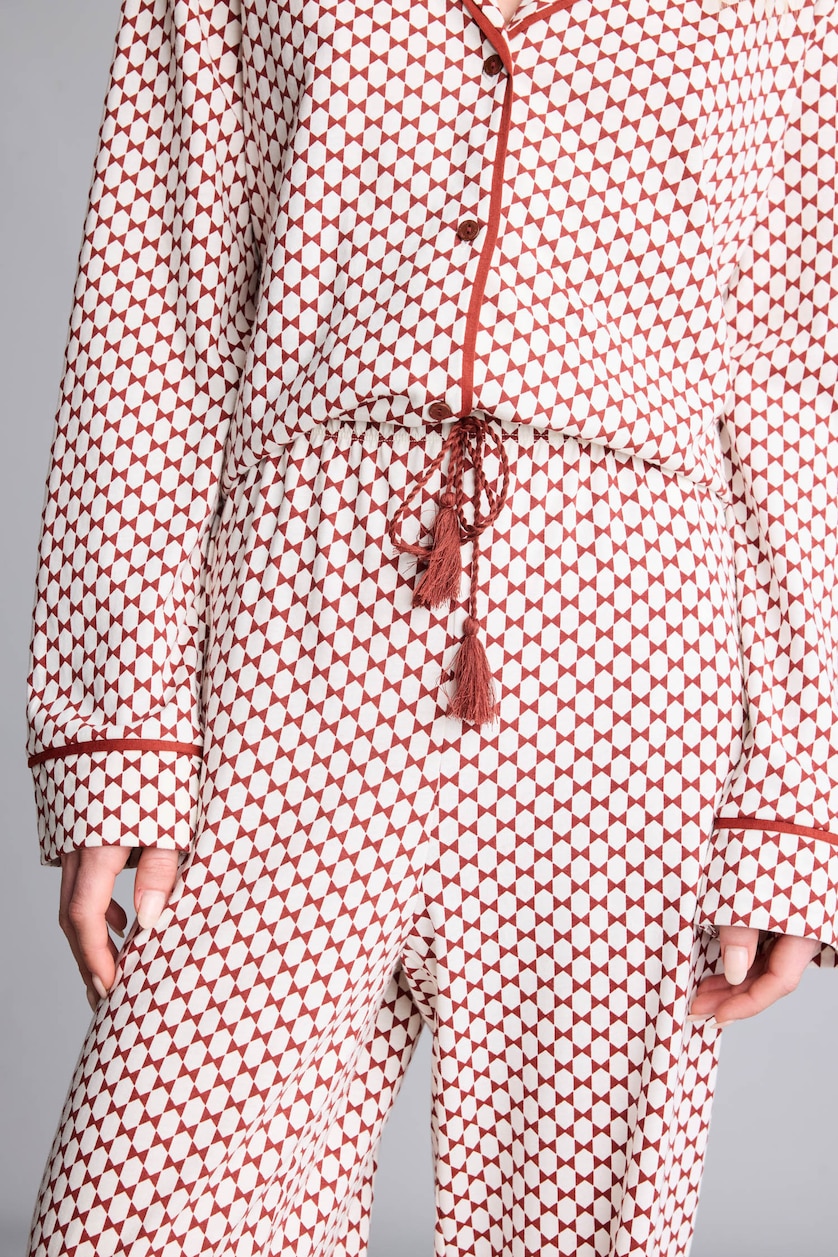 Kadın Açık Kahve Regular Fit Biyeli Pijama Takımı