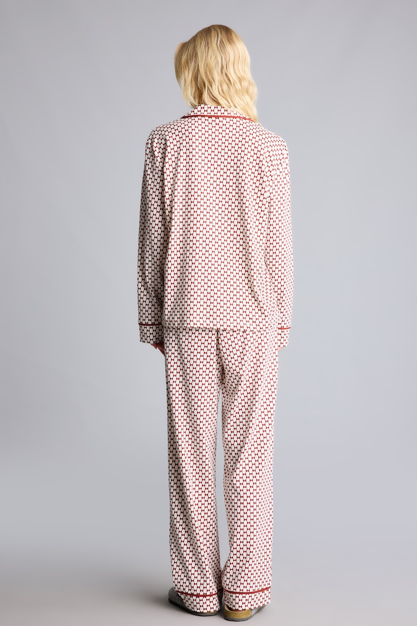 Kadın Açık Kahve Regular Fit Biyeli Pijama Takımı