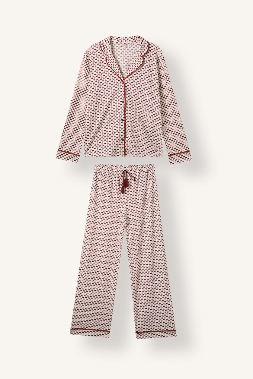 Kadın Açık Kahve Regular Fit Biyeli Pijama Takımı