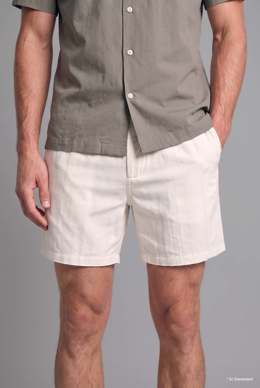 Man Ecru Relax Fit Shorts
