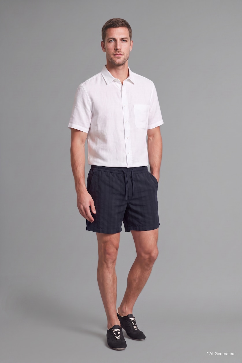Erkek Lacivert %100 Pamuk Relaxed Fit Bermuda Şort