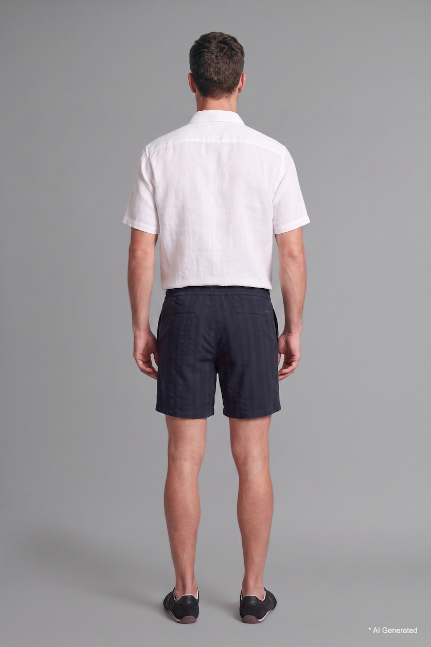 Erkek Lacivert %100 Pamuk Relaxed Fit Bermuda Şort