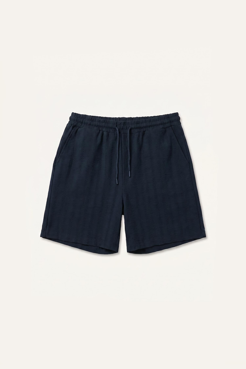 Erkek Lacivert %100 Pamuk Relaxed Fit Bermuda Şort