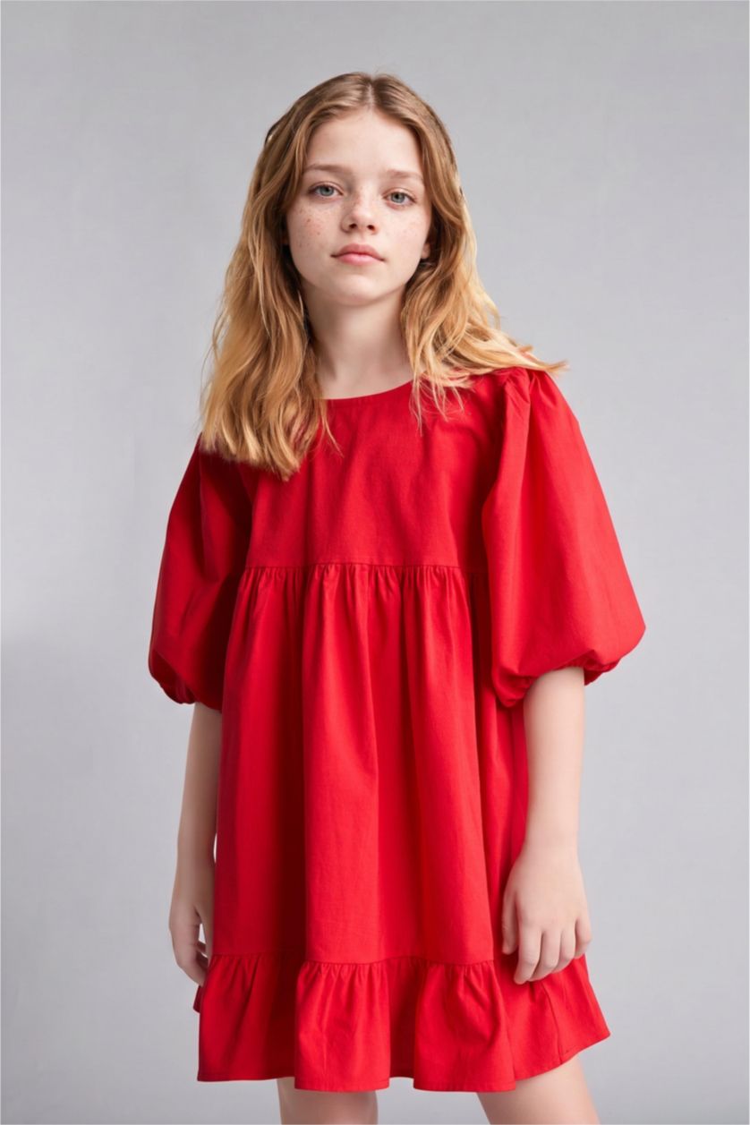 Young Girls - Teen Girls Red Short Sleeve Woven Dress