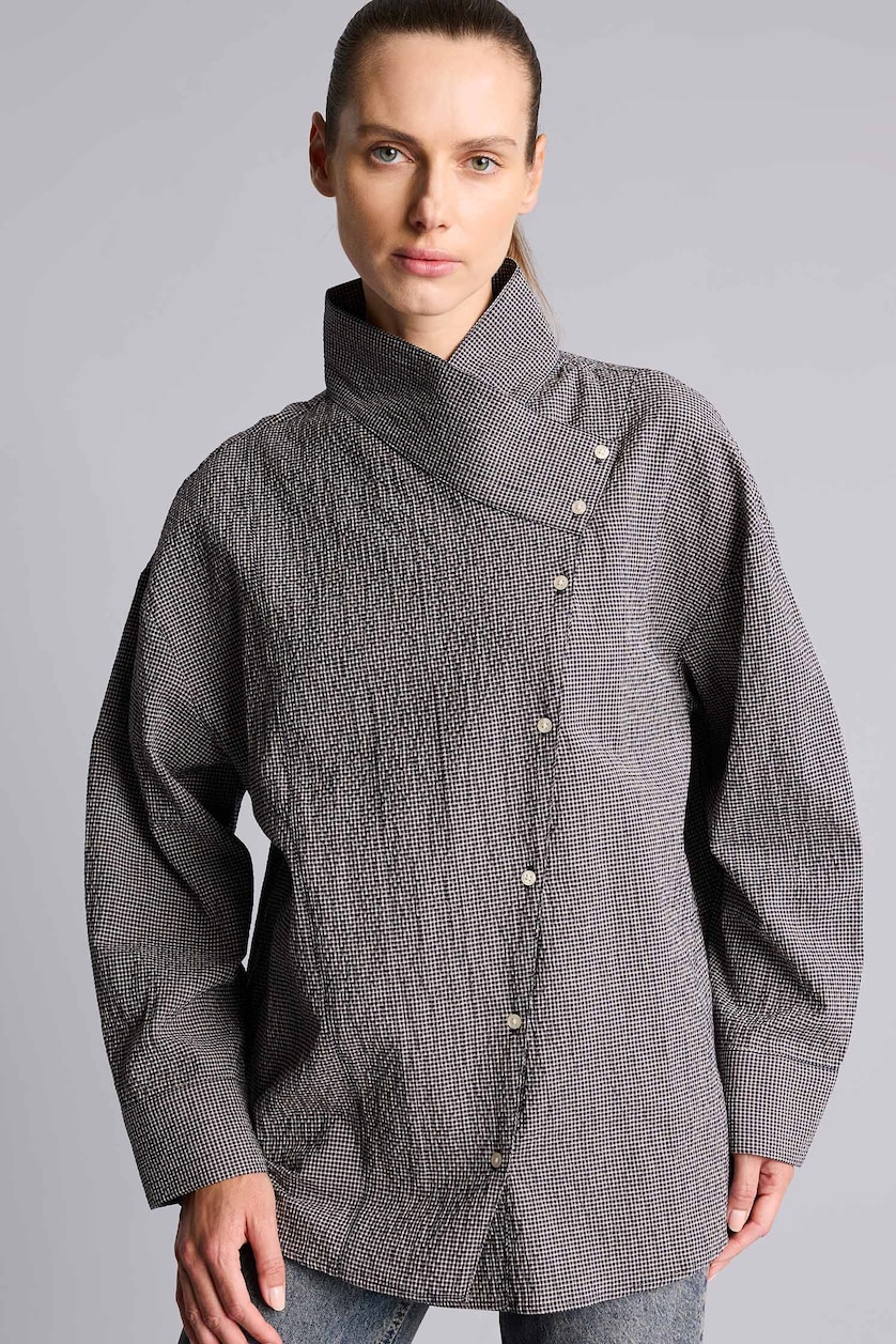 Women NAVY Regular Fit Crinkle Fabric Long Sleeve Tunic