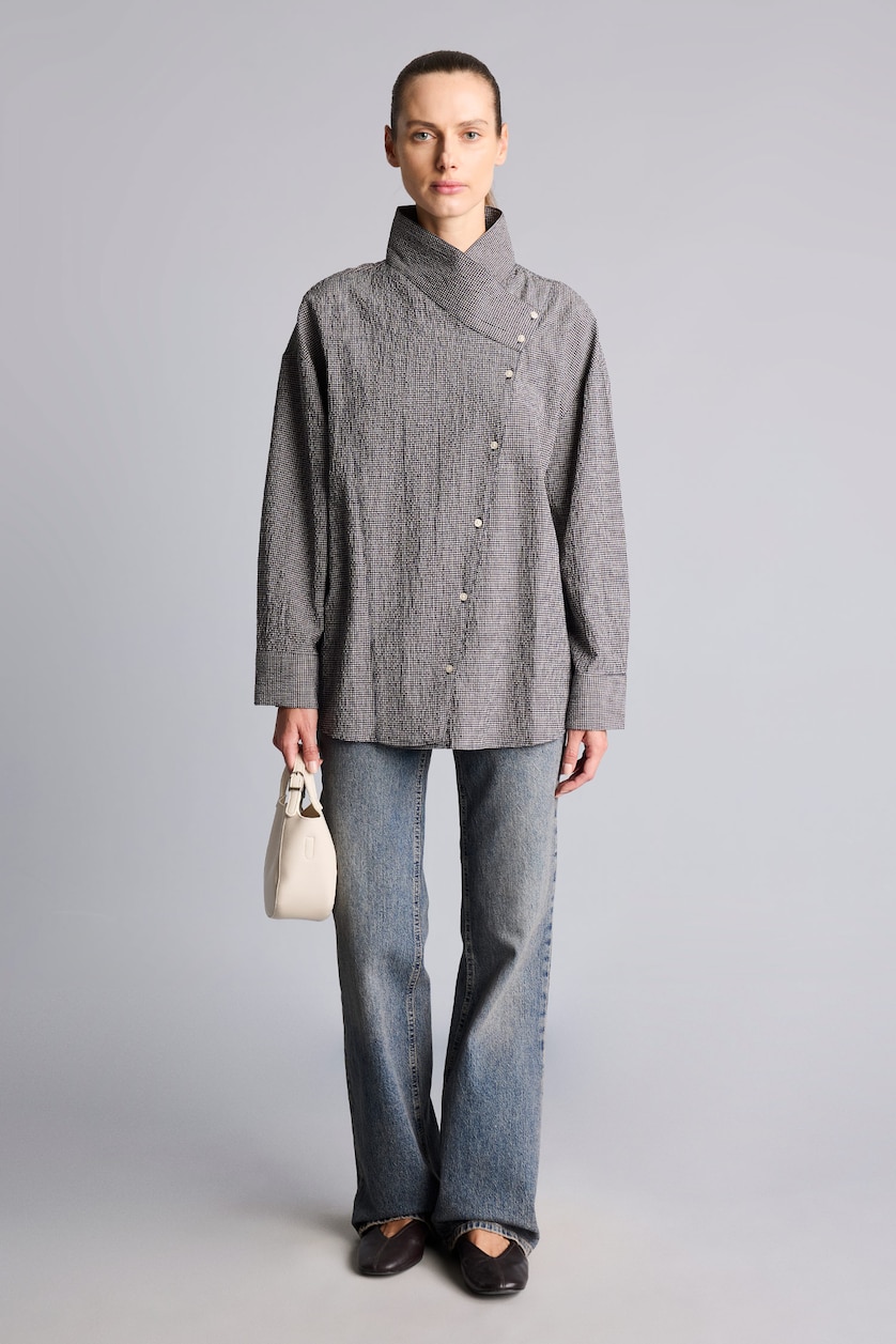 Women NAVY Regular Fit Crinkle Fabric Long Sleeve Tunic
