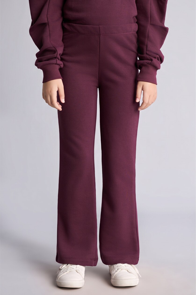 Kız Çocuk - Genç Kız Koyu Mor Sweatshirt ve Pantolon Kız Çocuk 2'li Takım