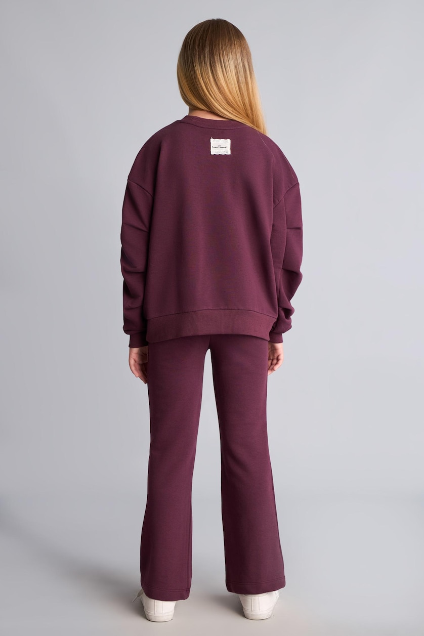 VAJZA & ADOLESHENTE Dark Purple Girl Crew Neck Sweatshirt and Jogger Pants Set