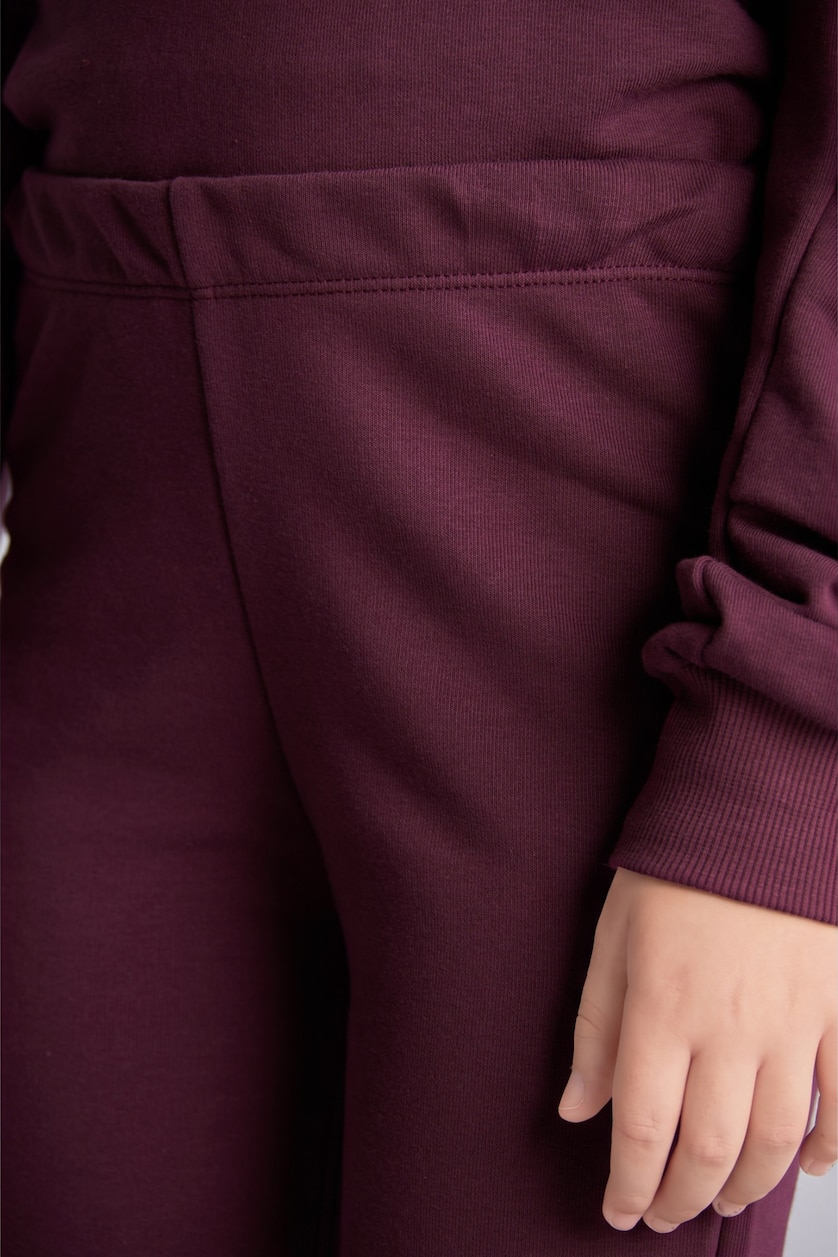 Kız Çocuk - Genç Kız Koyu Mor Sweatshirt ve Pantolon Kız Çocuk 2'li Takım