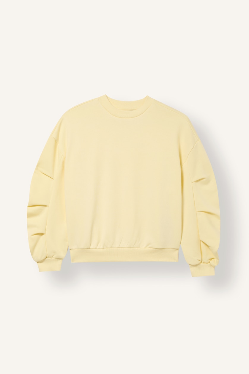 GIRLS & TEENS Light Yellow Girl 2-Piece Crew Neck Sweatshirt and Pleated Trousers Set