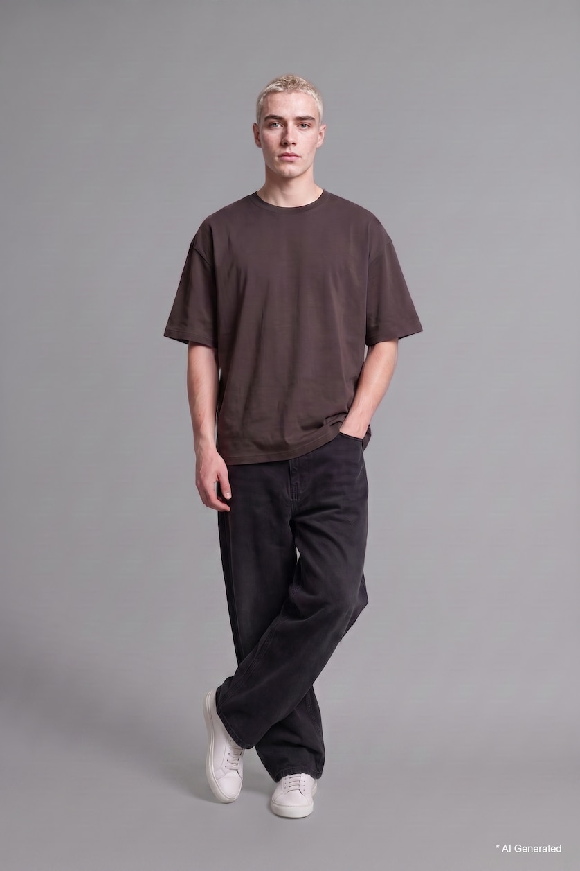 Men Black Super Baggy Fit 100% Cotton Black Trousers