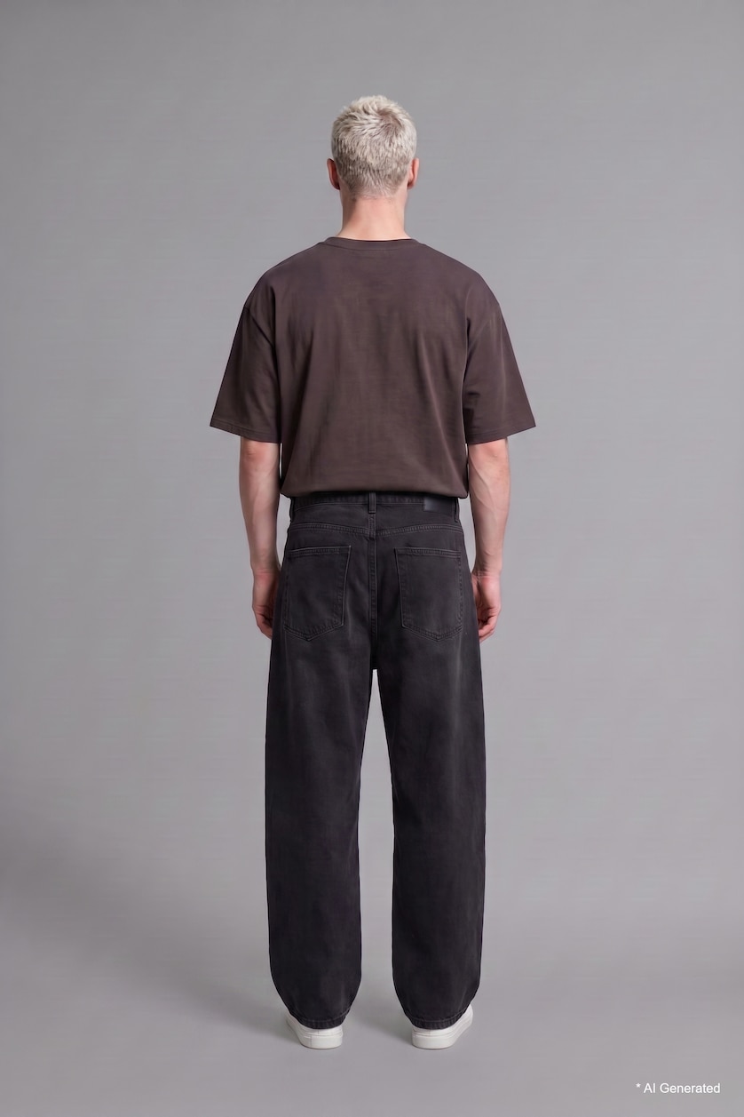 Men Black Super Baggy Fit 100% Cotton Black Trousers