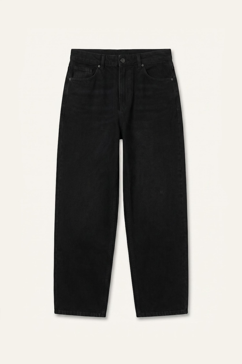 Men Black Super Baggy Fit 100% Cotton Black Trousers