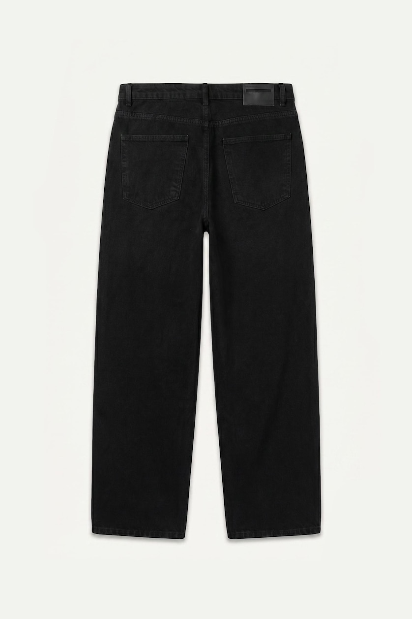 Men Black Super Baggy Fit 100% Cotton Black Trousers