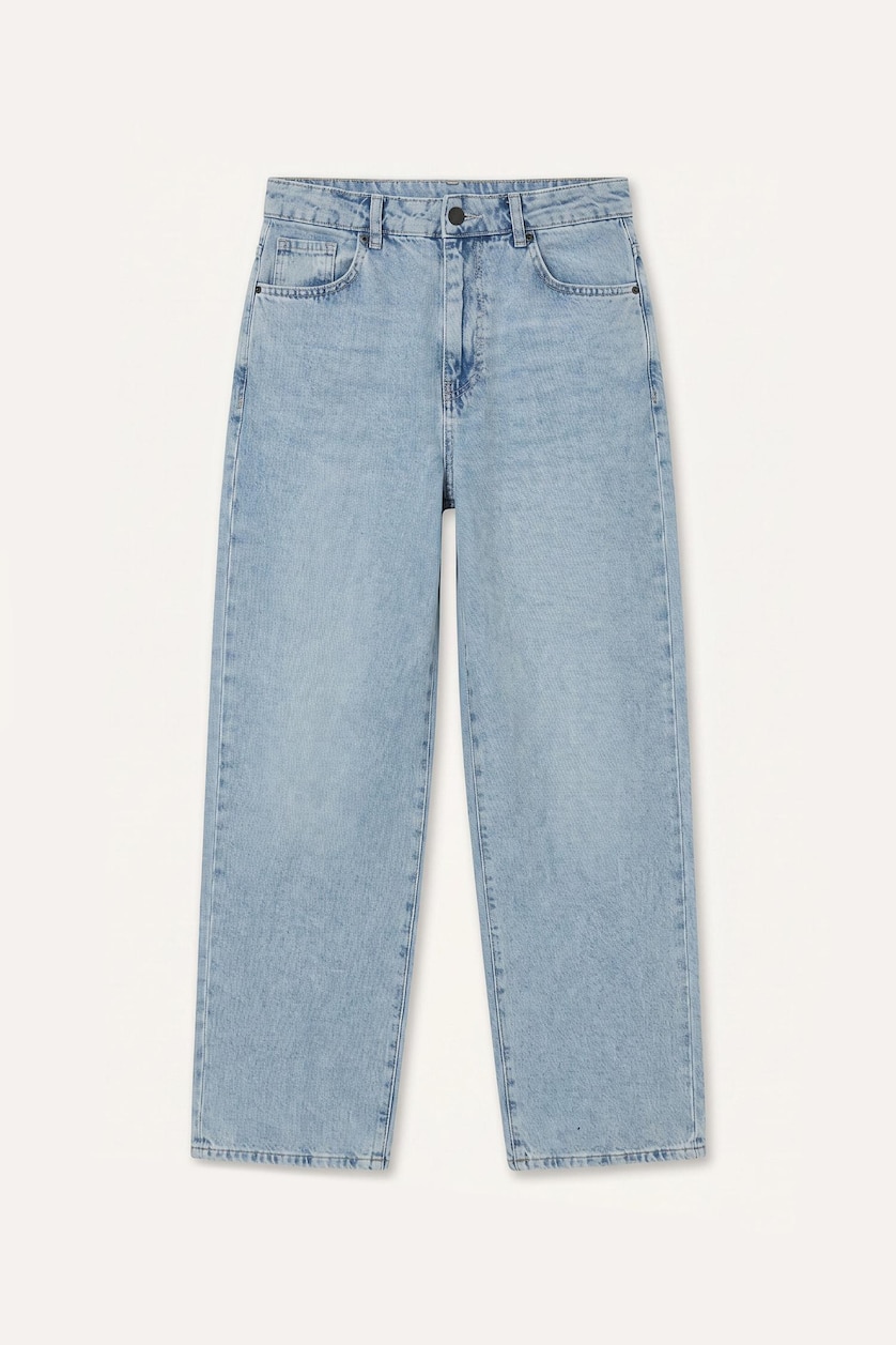 Erkek Açık Mavi %100 Pamuk Super Baggy Fıt Jean Pantolon