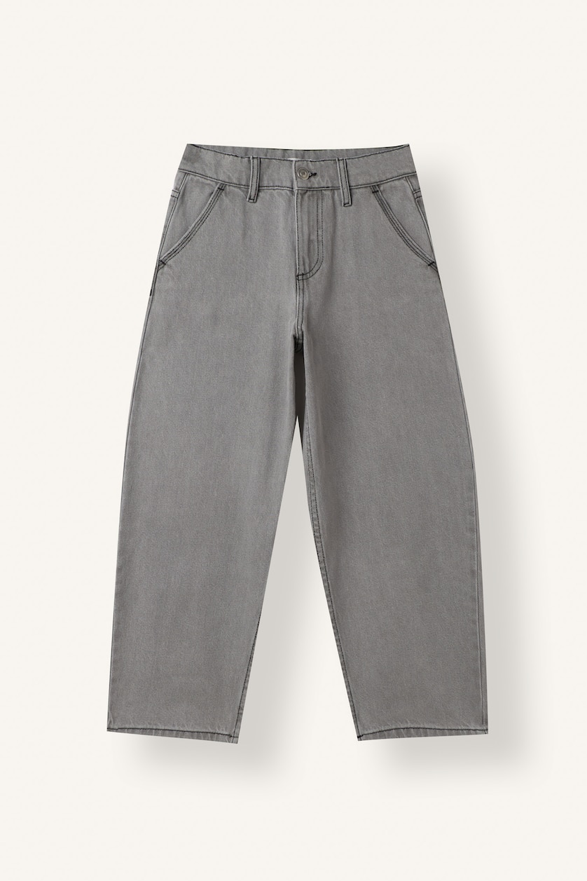 FILLES Gris Clair Jean extra-confortable fluide pour fille Coupe baggy