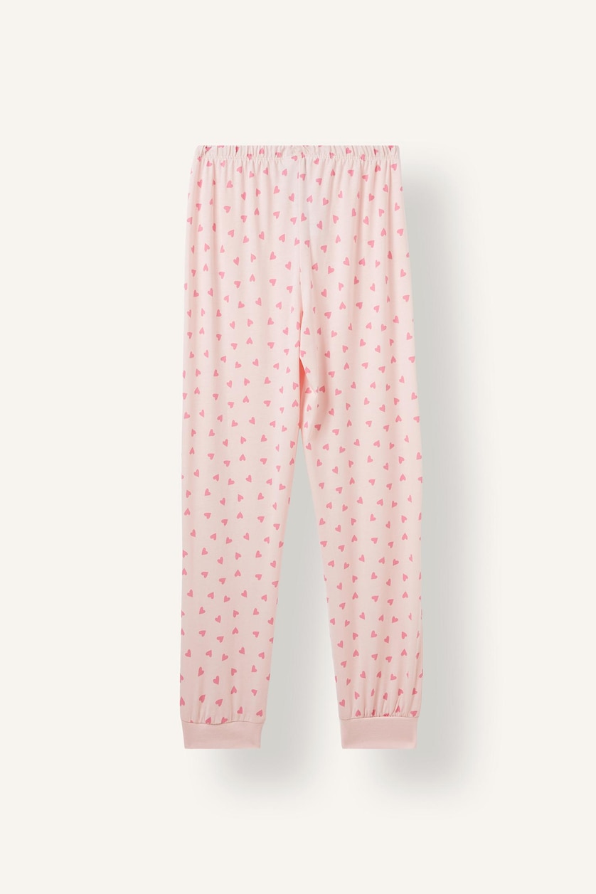 Kız Çocuk - Genç Kız Açık Pembe %100 Pamuk 2'li Pijama Takım Baskılı Kız Çocuk