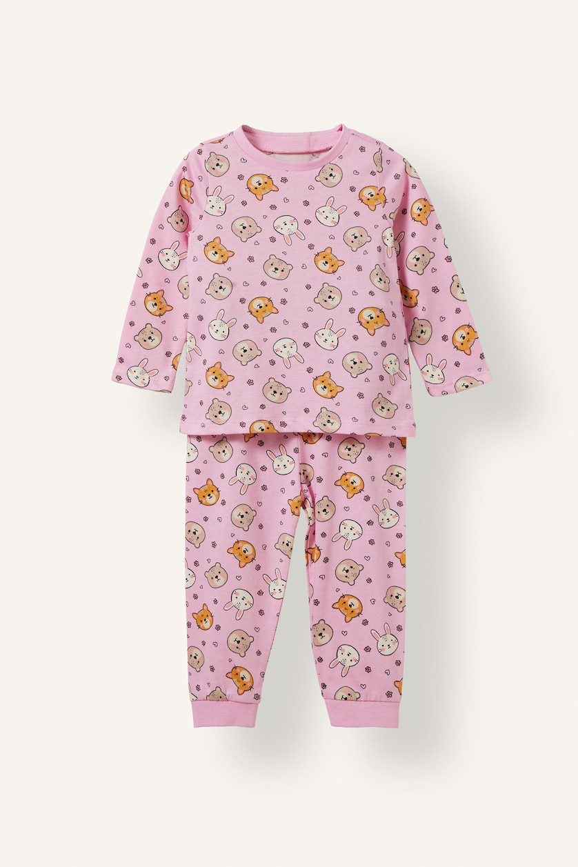 Kız Bebek Ekru Desenli 2'li Pijama Takımı Kız Bebek