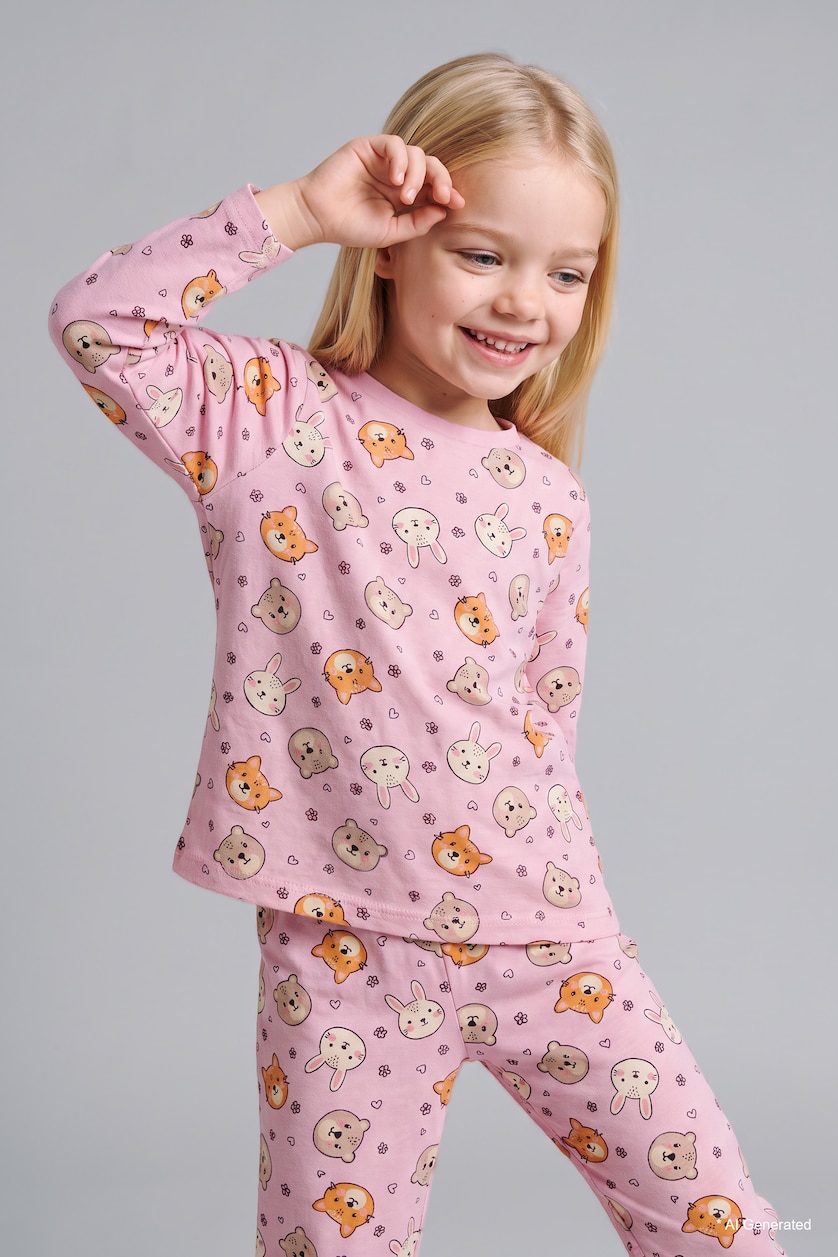 BABY GIRL Ecru Baby Girl 100% Cotton 2 Piece Pyjama Set