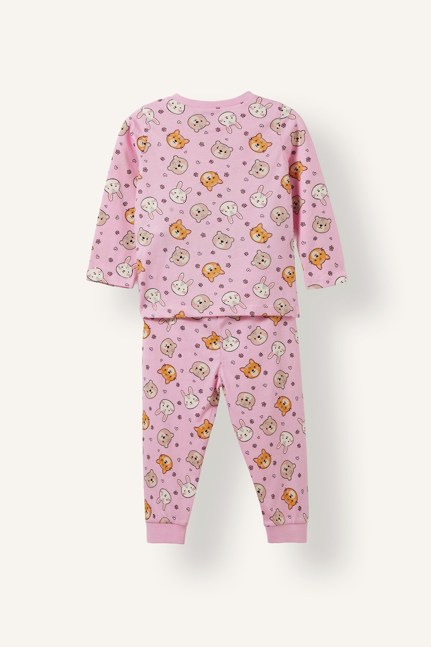 Kız Bebek Ekru Desenli 2'li Pijama Takımı Kız Bebek