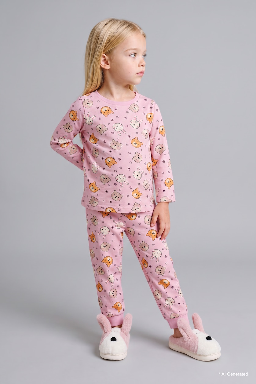 BABY GIRL Ecru Baby Girl 100% Cotton 2 Piece Pyjama Set