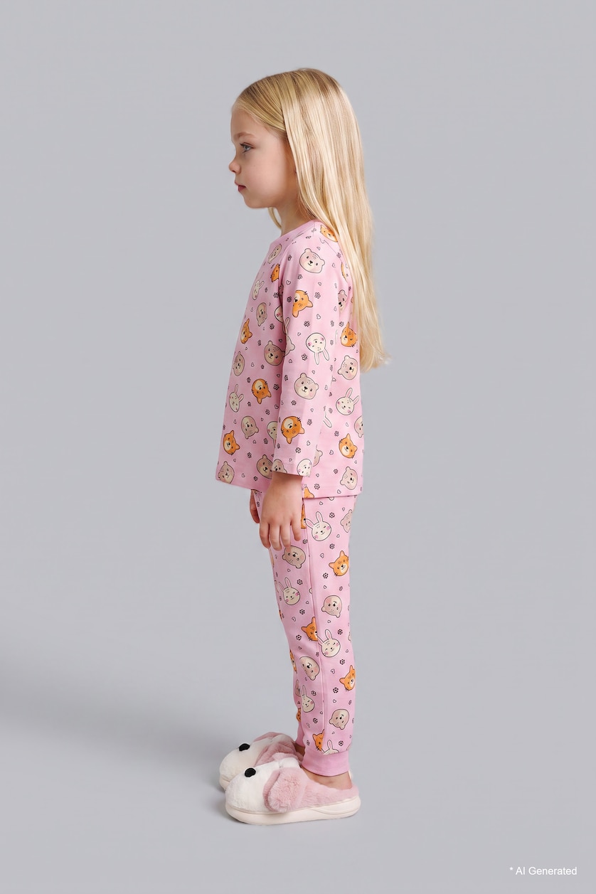 BABY GIRL Ecru Baby Girl 100% Cotton 2 Piece Pyjama Set