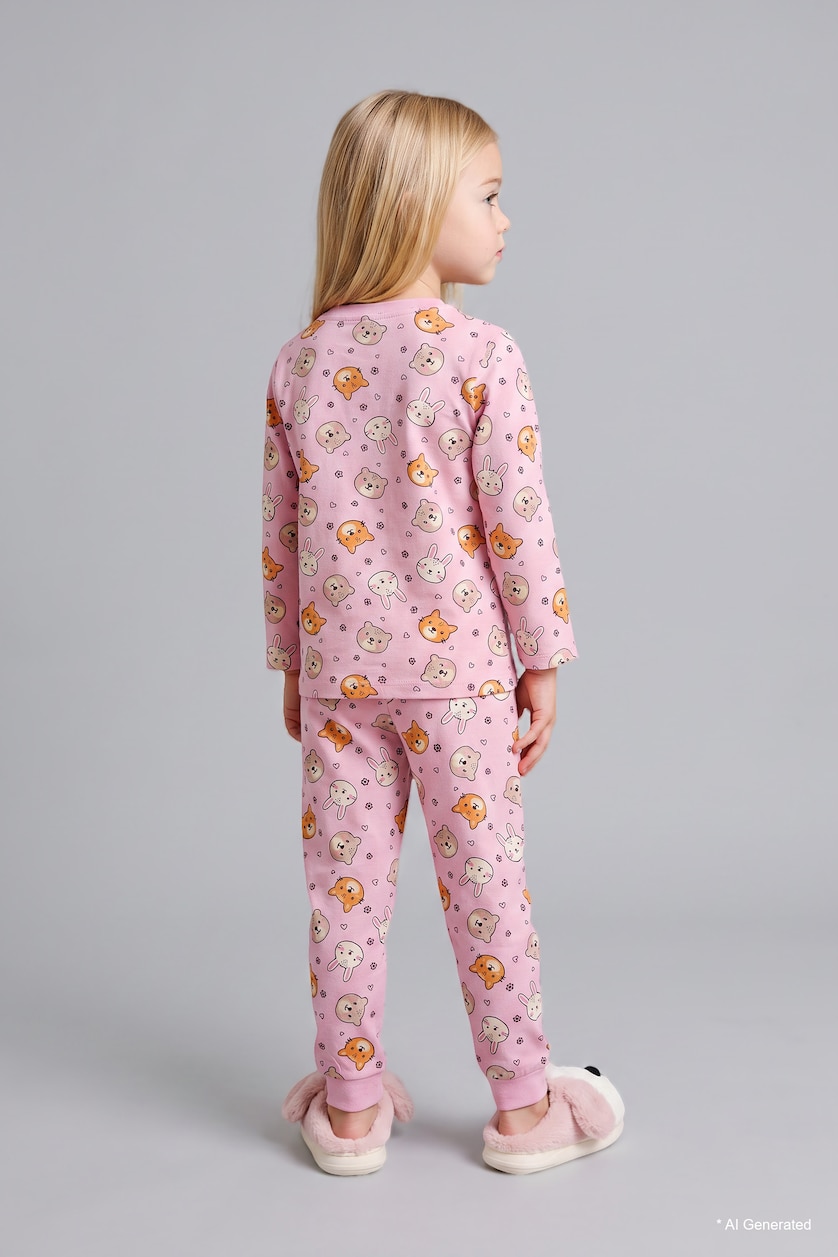 BABY GIRL Ecru Baby Girl 100% Cotton 2 Piece Pyjama Set