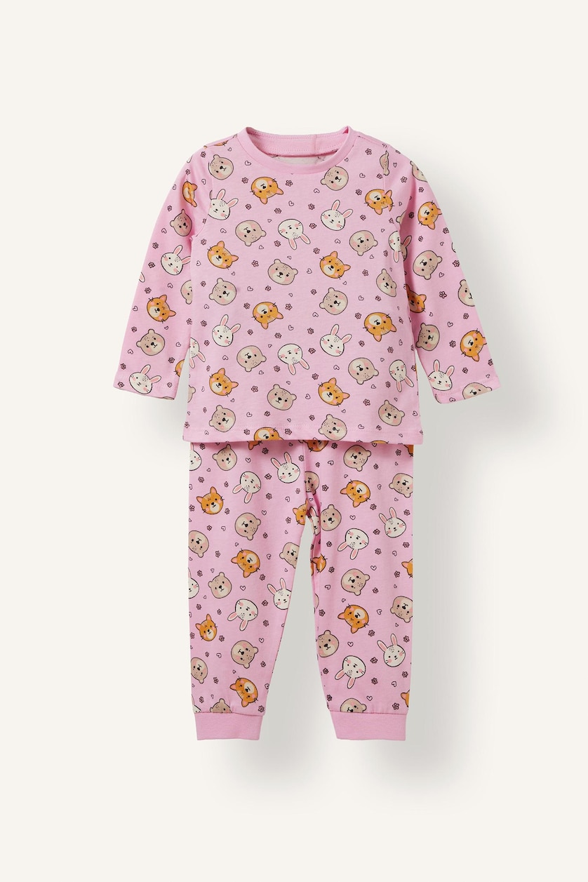 BABY GIRL Ecru Baby Girl 100% Cotton 2 Piece Pyjama Set