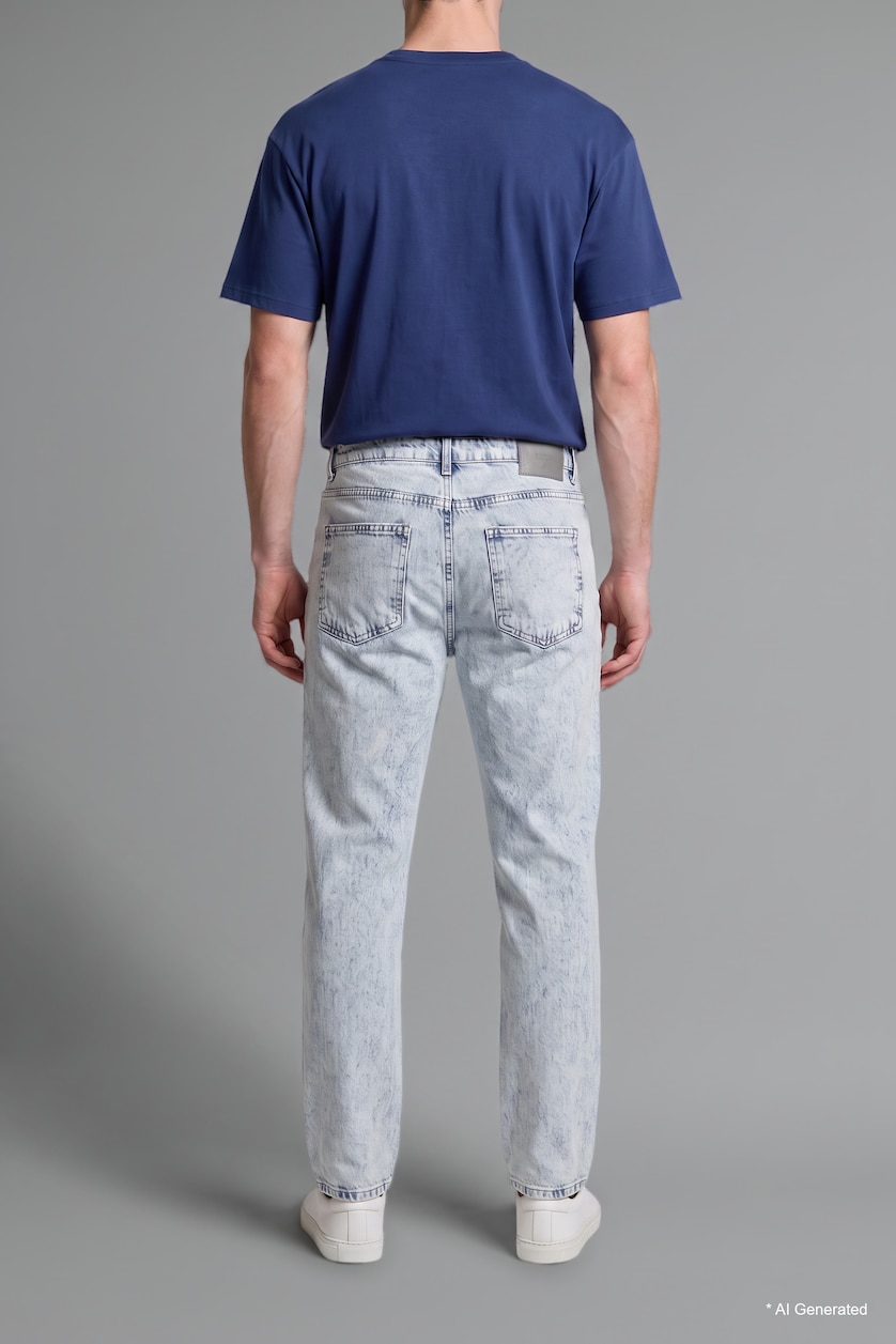 رجال أزرق ثلجي Straight Fit 100% Cotton Ice Blue Trousers