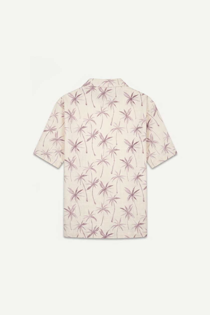 Men Ecru Boxy Fit Cotton Short Sleeve Shirt