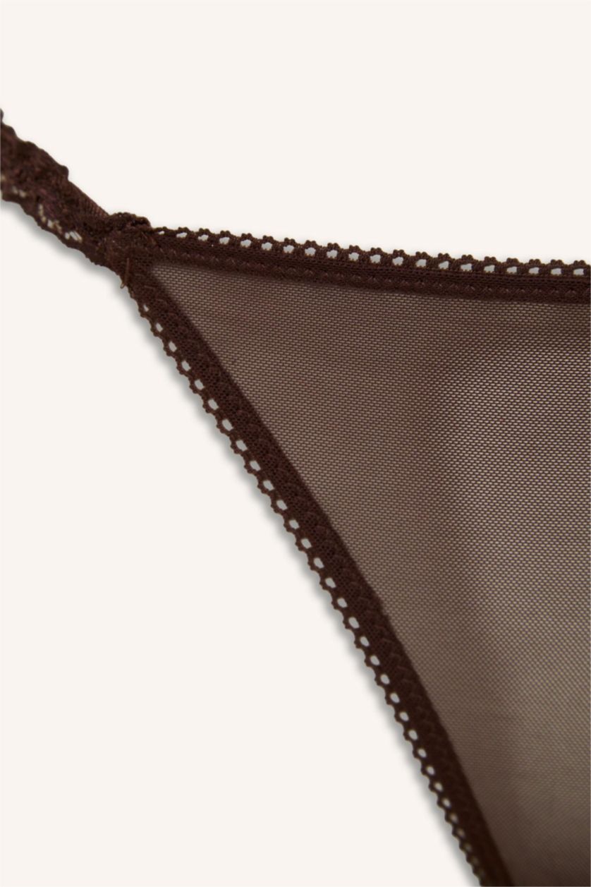WOMAN Brown Tulle with Lace Details Panty