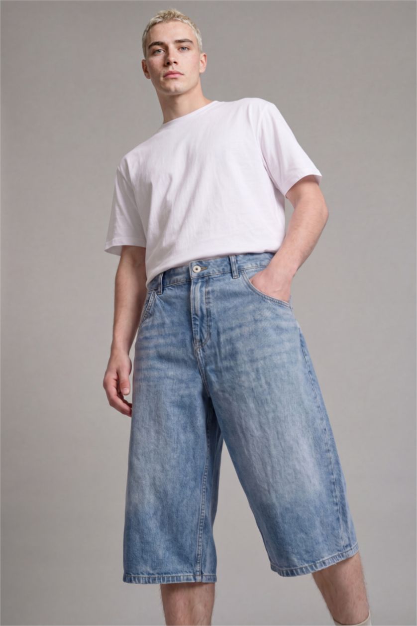 MAN Blue Baggy Fit Denim Shorts