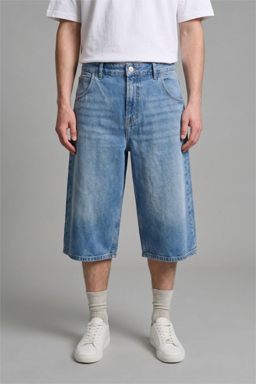 MAN Blue Baggy Fit Denim Shorts
