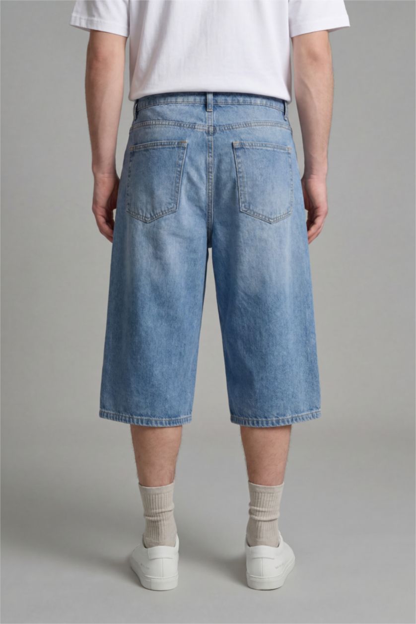 MAN Blue Baggy Fit Denim Shorts