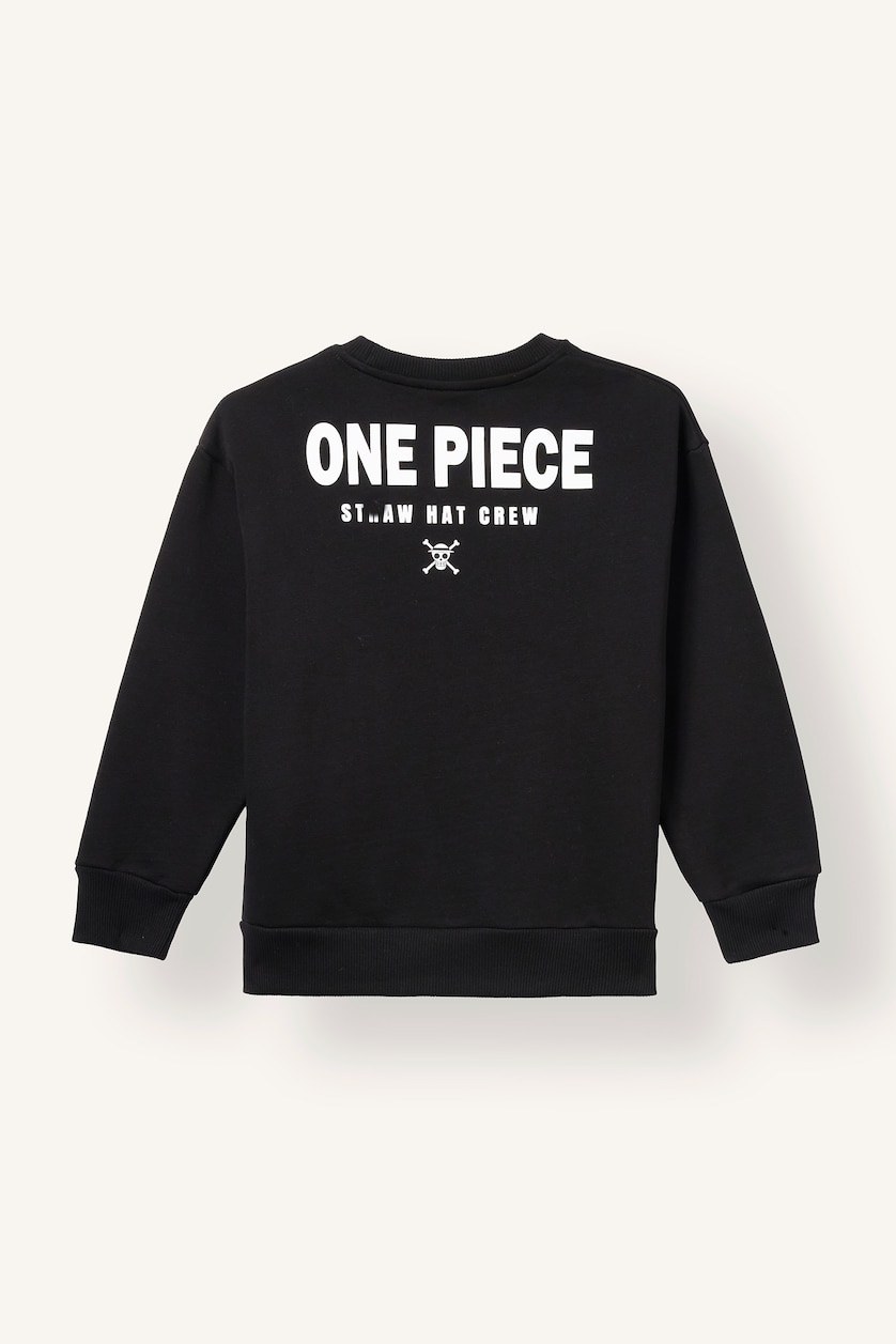 Erkek Çocuk - Genç Erkek Siyah One Pıece Baskılı Sweatshirt Erkek Çocuk