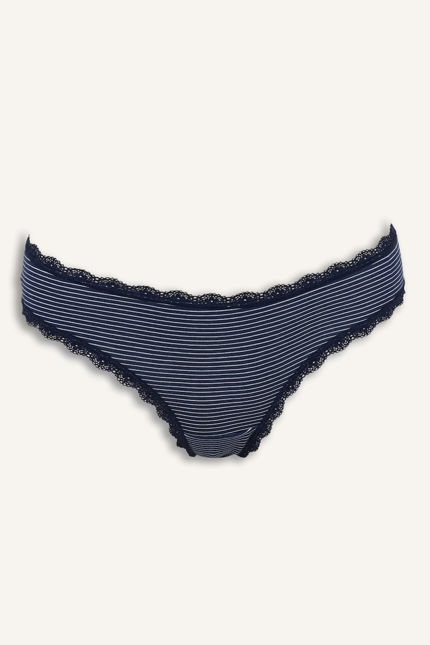 Kadın Lacivert Dantel Detaylı Desenli 2'li Slip Külot