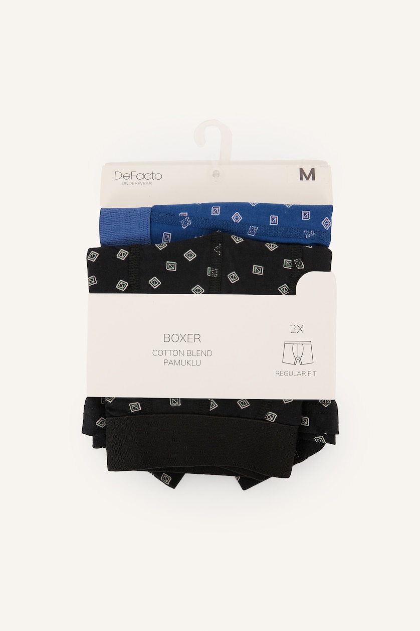 Erkek Lacivert Regular Fıt Beli Lastikli 2'li Boxer