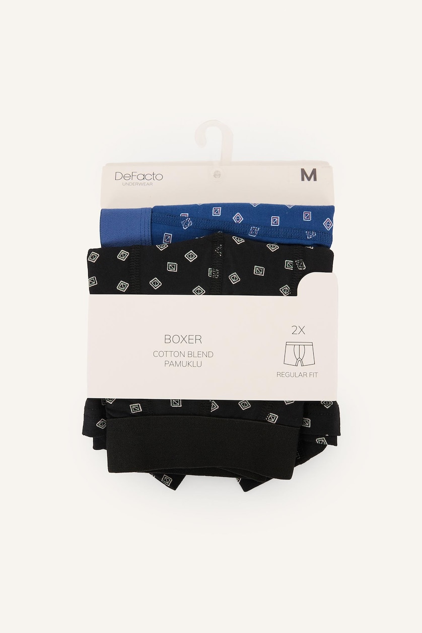 Erkek Lacivert Regular Fıt Beli Lastikli 2'li Boxer