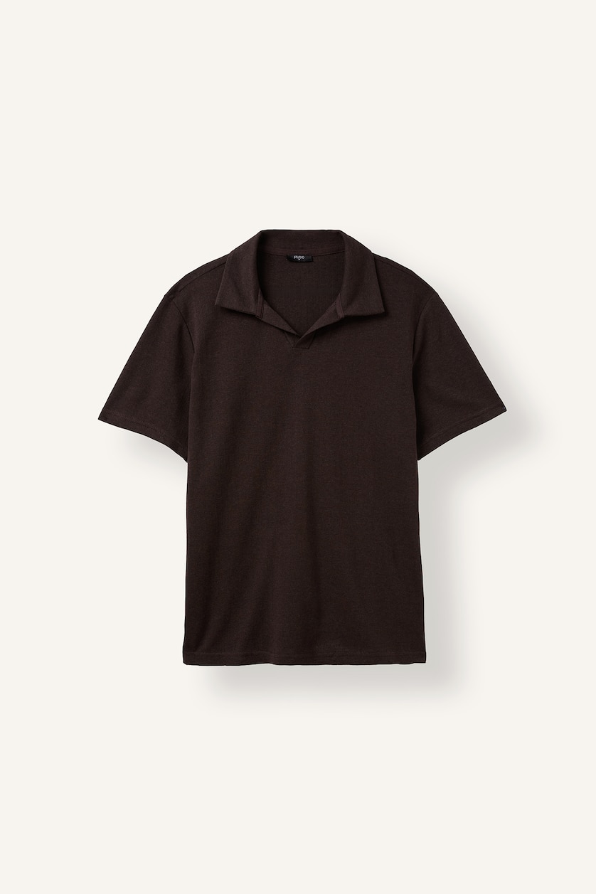 Erkek Kahve Regular Fit Resort Yaka Polo