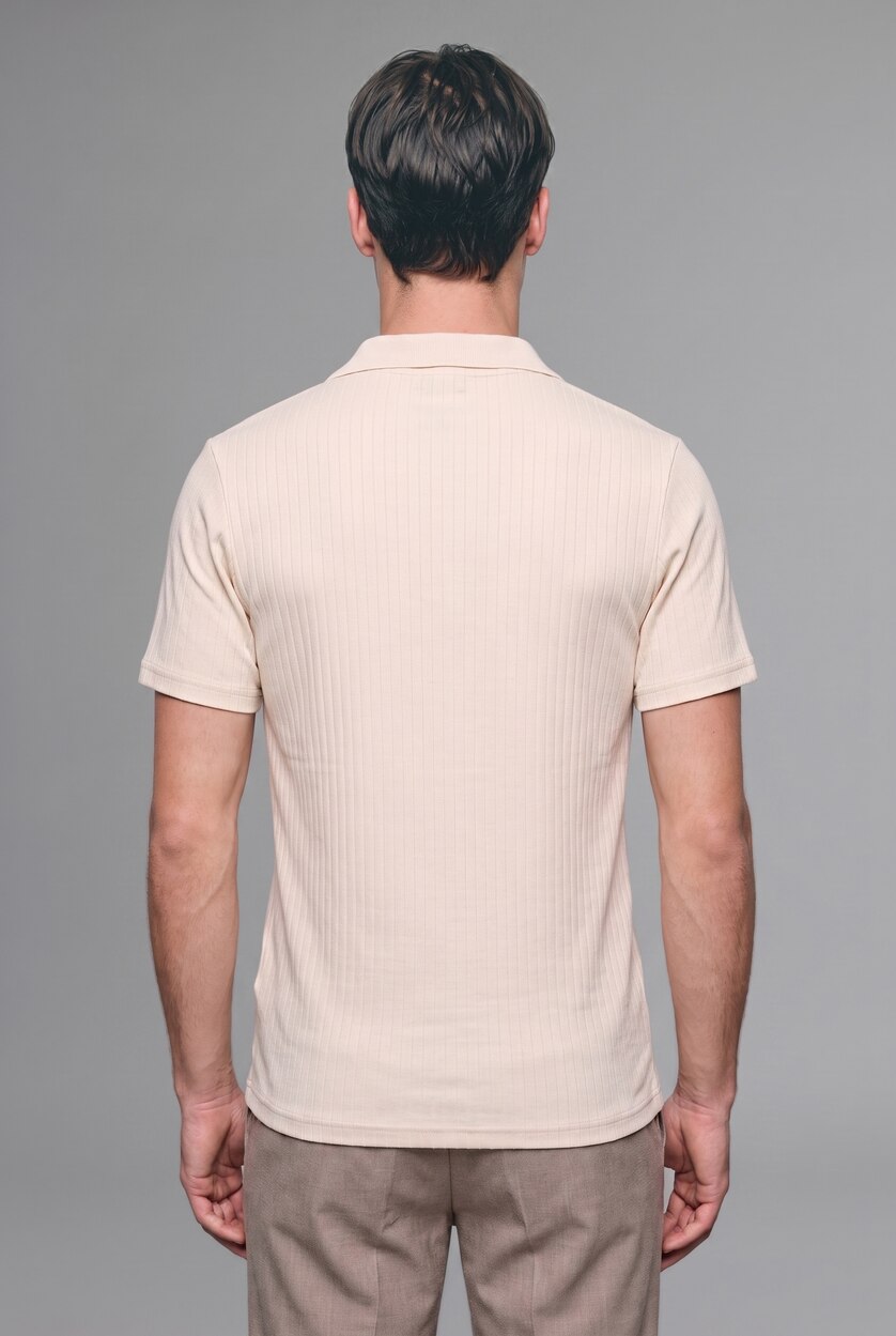 MAN Ecru Regular Fit Short Sleeve Polo T-Shirt