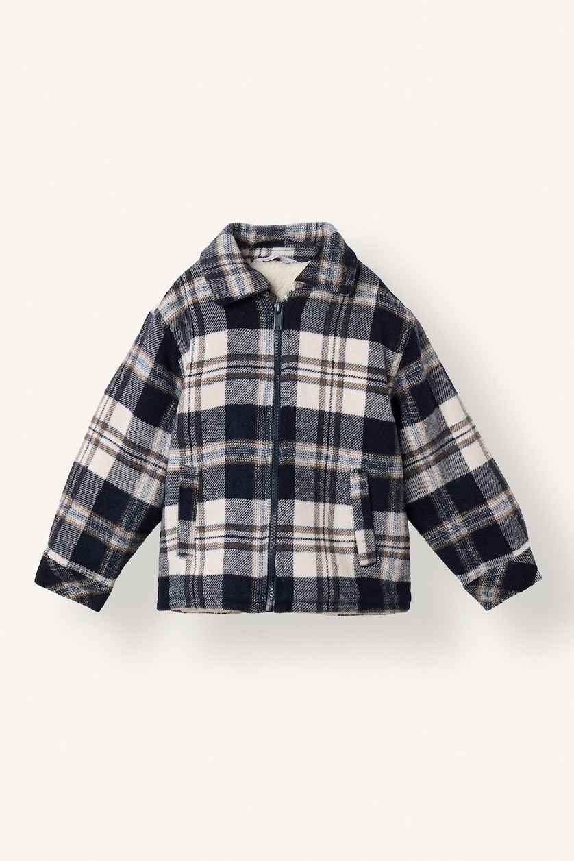 Baby Boys NAVY Oversize Fit Flanel Plaid Long Sleeve Shirt