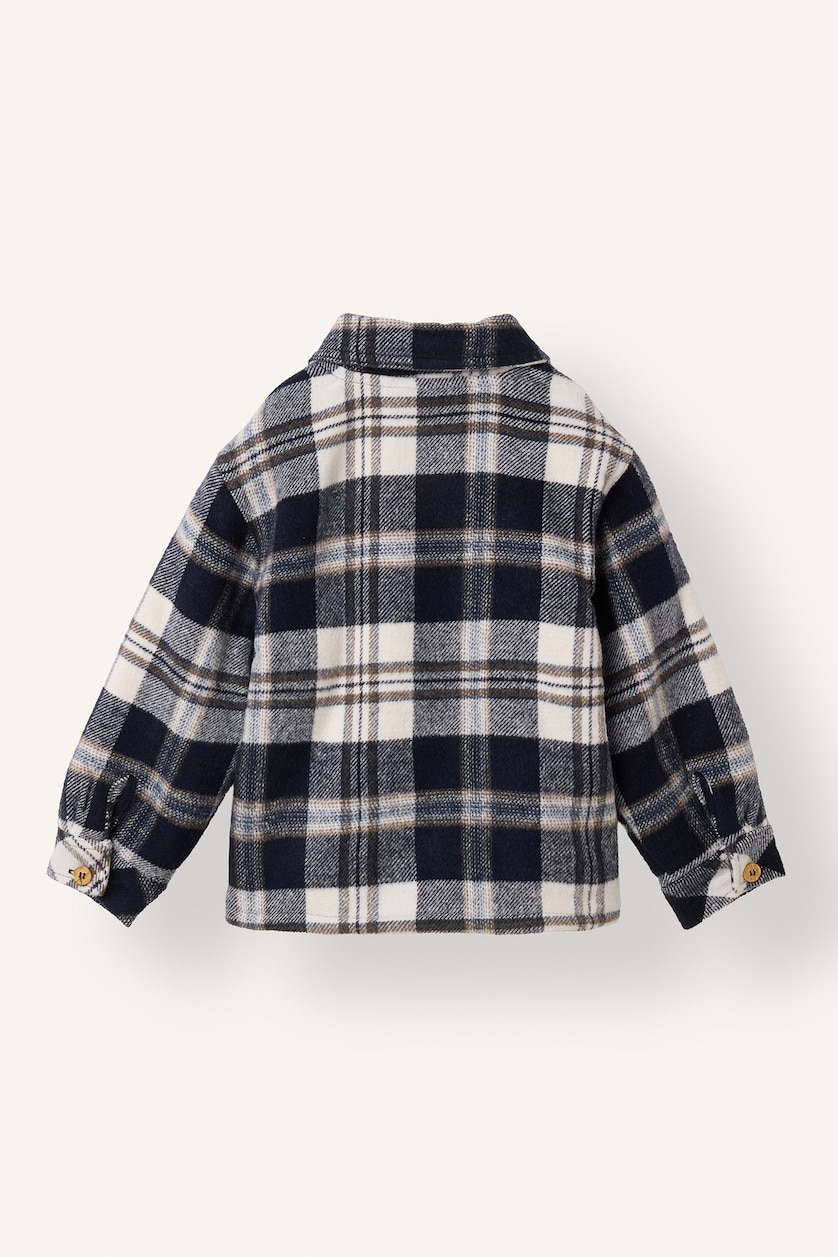 Baby Boys NAVY Oversize Fit Flanel Plaid Long Sleeve Shirt