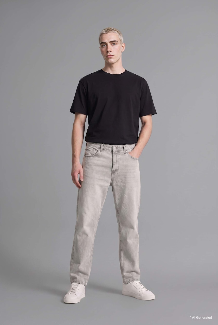 MAN Light Grey Baggy Fit Jeans