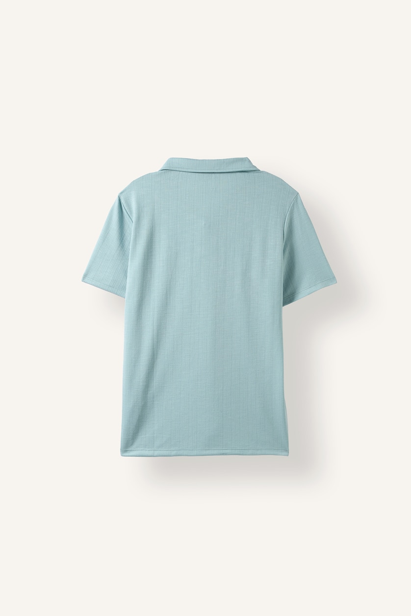 Erkek Açık Mavi Regular Fit Resort Yaka Basic Polo Tişört