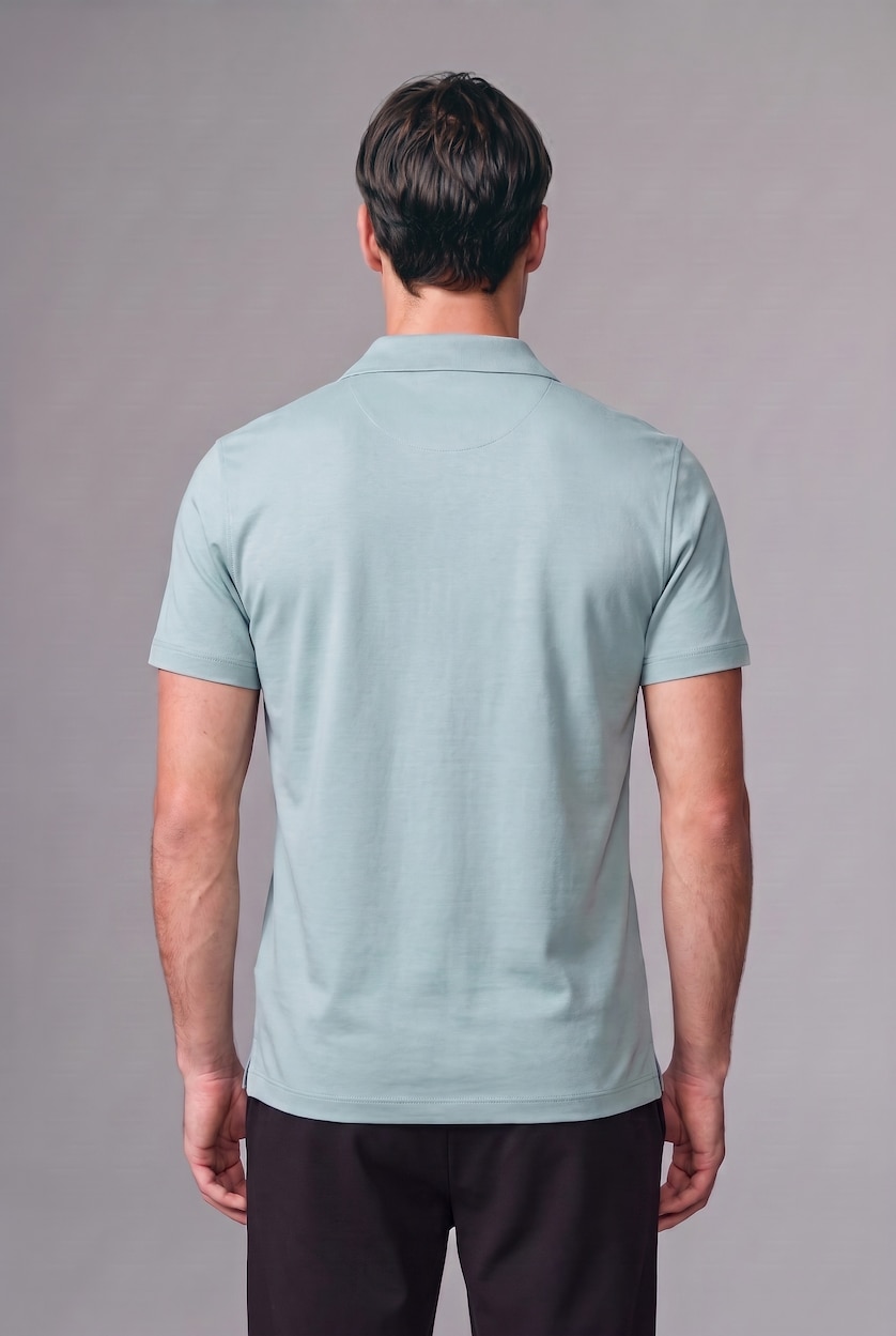 HOMME BLEU Clair Col resort Coupe Régulière Polo à manches courtes